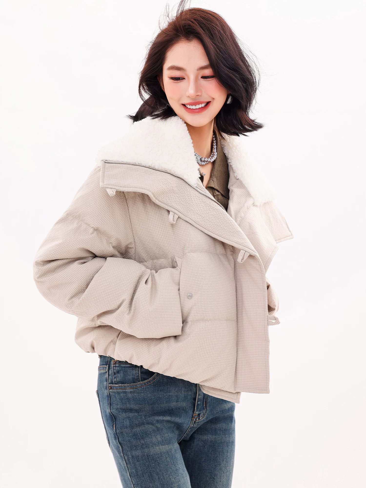 ABWLR Winter Love Song - Áo khoác ngắn có cổ ngắn nguyên bản Áo khoác cotton dành cho nữ Áo khoác phao cao cấp mùa đông