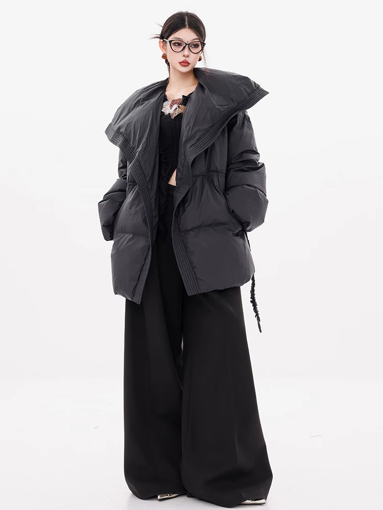 Áo khoác lông vũ trắng nguyên bản ABWEAR Zurich mùa đông dành cho nữ mùa thu đông 2024 Áo khoác ấm áp và rộng rãi mới
