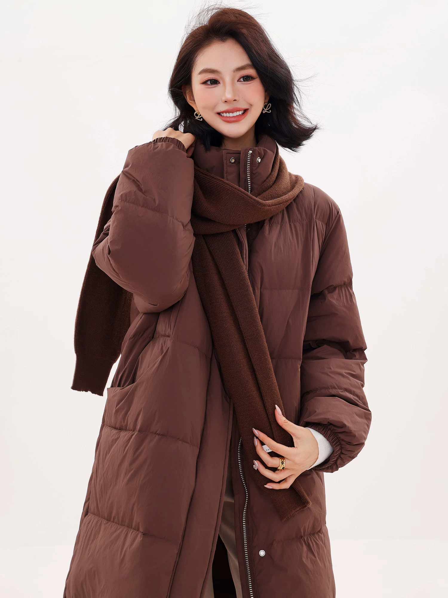 ABWLR Warm Diary - Áo khoác dài cổ đứng phong cách cổ điển nguyên bản dành cho nữ, áo khoác mùa đông cao cấp và tôn dáng