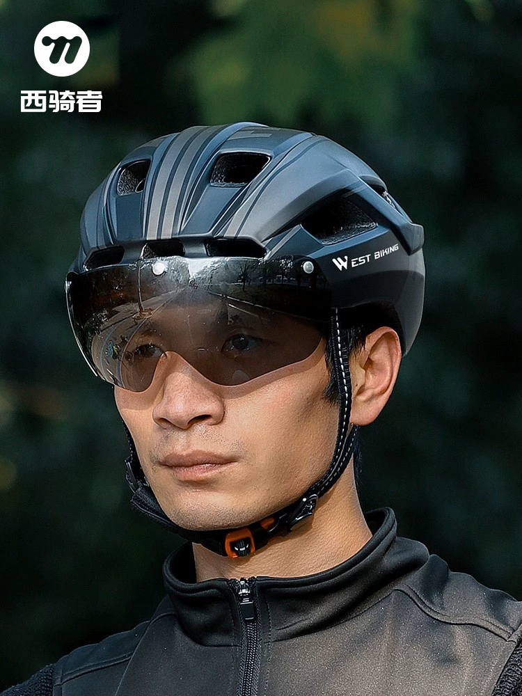 Mũ bảo hiểm xe đạp West Rider có kính bảo hộ, mũ bảo hiểm đi xe đạp một mảnh, mũ bảo hiểm an toàn cho xe đạp leo núi mùa hè
