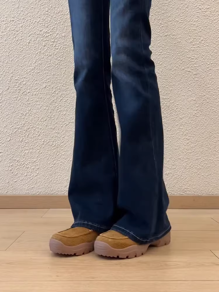 Phiên bản da cừu ~ Giày lười thể thao đế dày dành cho nữ, giày da lộn mũi tròn đa năng, thoải mái, giày da nhỏ dễ mang