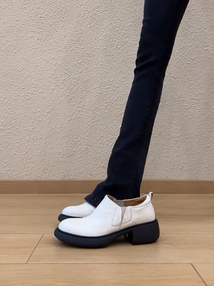 Phiên bản da cừu ~ Giày lười da thật kiểu cổ điển kiểu Pháp dành cho nữ, đế dày, nhẹ, giày da thông thường để đi làm