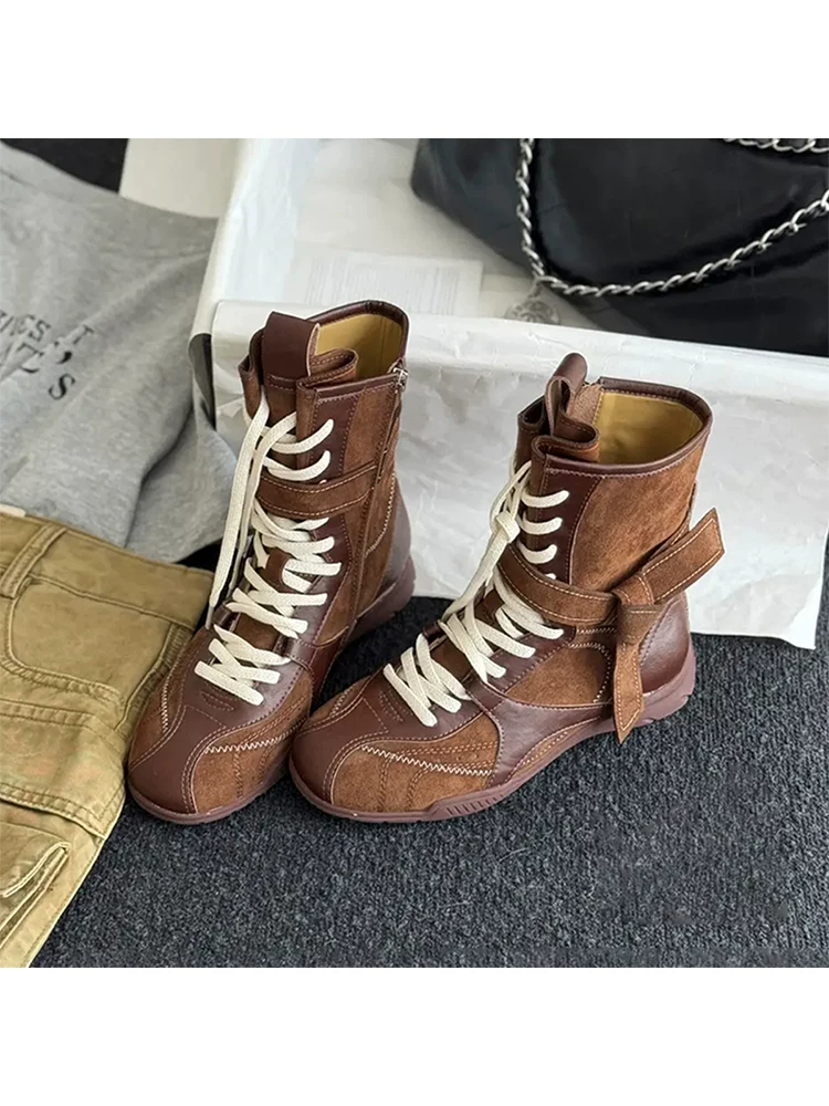 Phiên bản da cừu ~ Giày bốt da lộn đa năng kiểu cổ điển dành cho nữ có quai và khóa kéo bên hông, thích hợp cho hoạt động ngoài trời, đi bộ đường dài và tập luyện, kiểu Martin boots