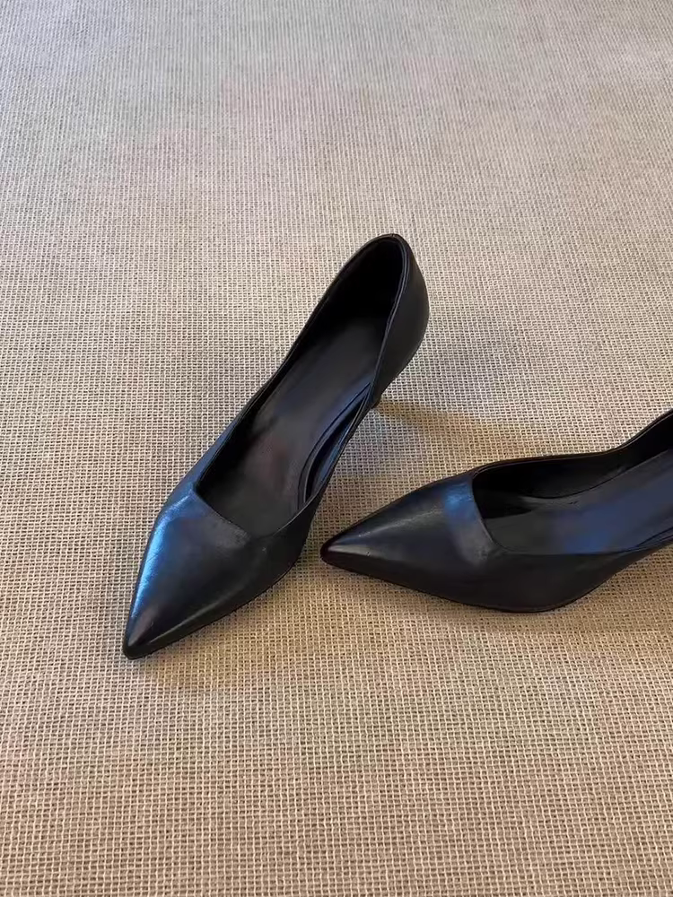 Phiên bản da cừu ~ Giày cao gót mũi nhọn kiểu dáng cổ điển, da thật cao cấp, tối giản và sang trọng, đa năng dành cho nữ