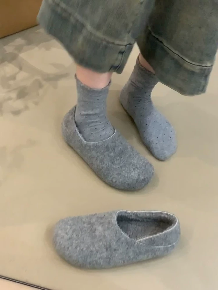 Phiên bản da bò ~ Giày lười nữ kiểu Birkenstock ấm áp, có thể mang hai chiều, lót toàn bộ bằng cotton, giày lông mềm thoải mái kiểu cổ điển.