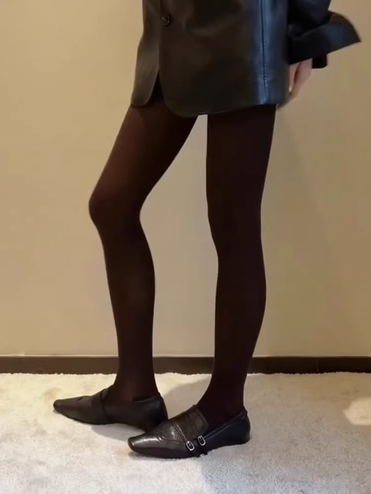 Phiên bản da cừu ~ Giày lười kiểu Anh cổ điển dành cho nữ với quai khóa đôi, giày da nhỏ đa năng có tăng chiều cao ẩn, giày đơn giản thời thượng.