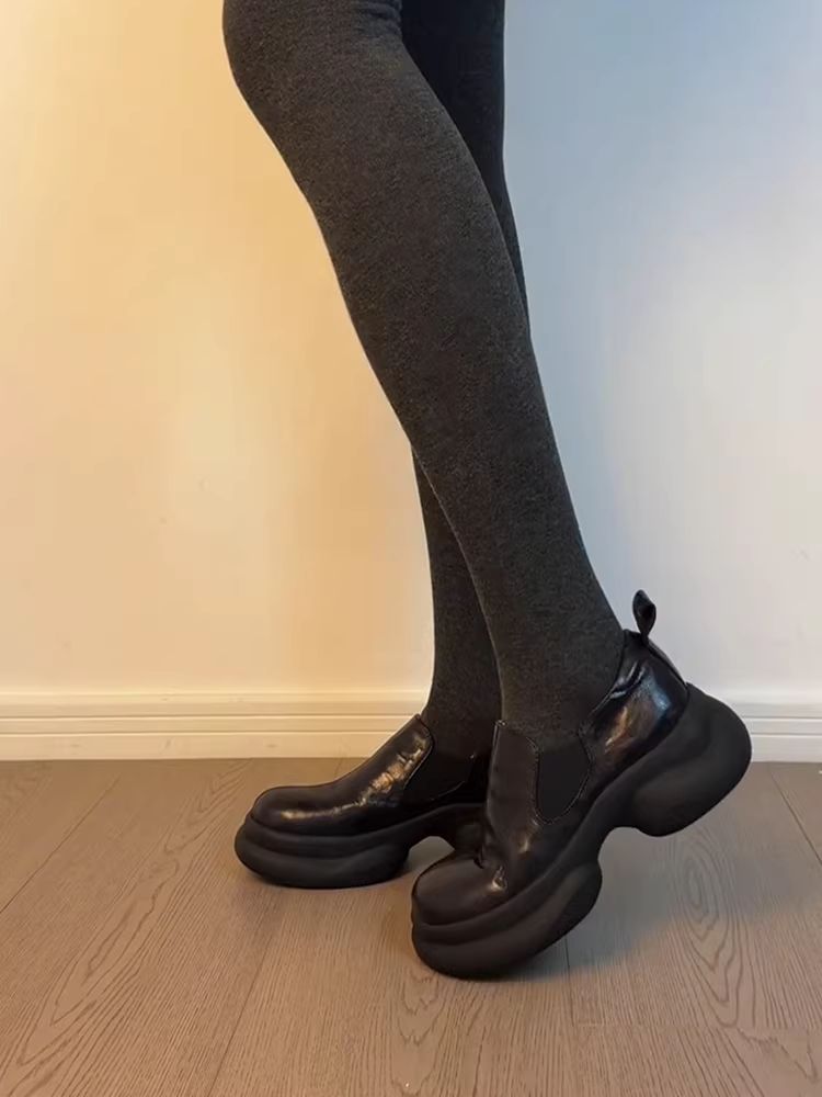 Phiên bản da cừu ~ Giày lười da ngắn đa năng dành cho nữ, kiểu lười, đơn giản và sành điệu, giày da đế dày kiểu Anh