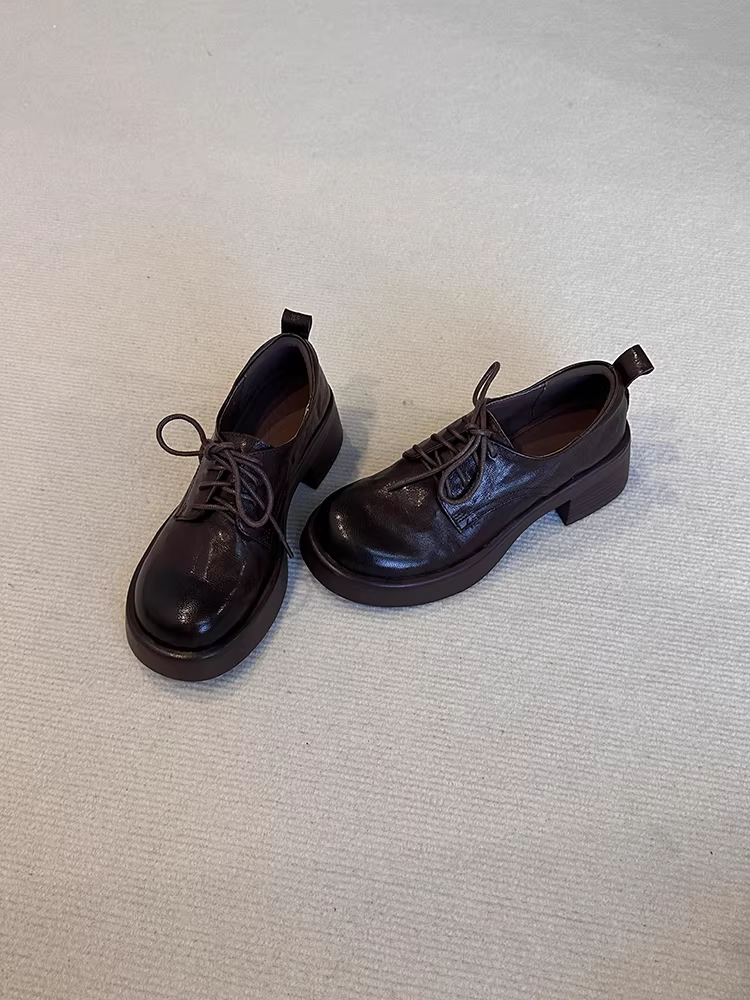 Phiên bản da cừu ~ Giày da đế dày đa năng, thoải mái khi đi làm dành cho nữ, giày lười thời trang đế dày đơn giản bằng da thật kiểu cổ điển