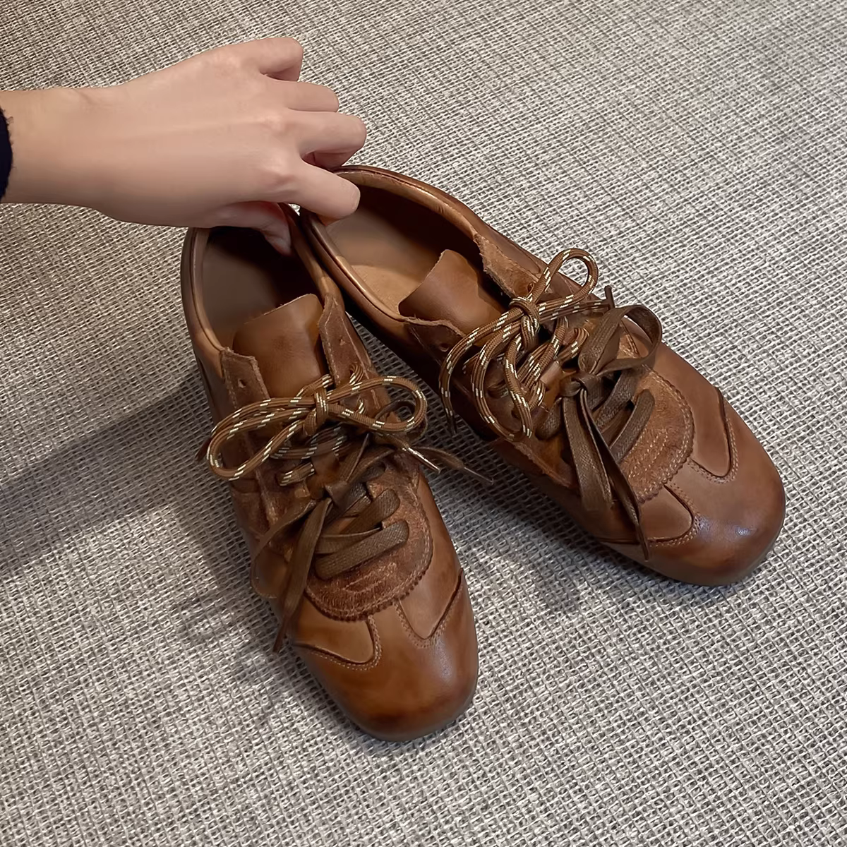 Phiên bản da bò ~ Giày tập luyện kiểu Đức cổ điển Melard dành cho nữ, giày thường đa năng có dây buộc, giày thể thao đế bằng, giày thể thao thông thường.