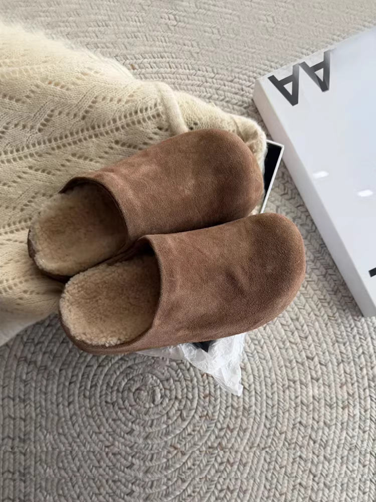 Phiên bản da cừu ~ Giày Birkenstock kiểu retro siêu mềm bằng da lộn dành cho nữ, dép bít mũi thời trang đa năng đế dày đơn giản