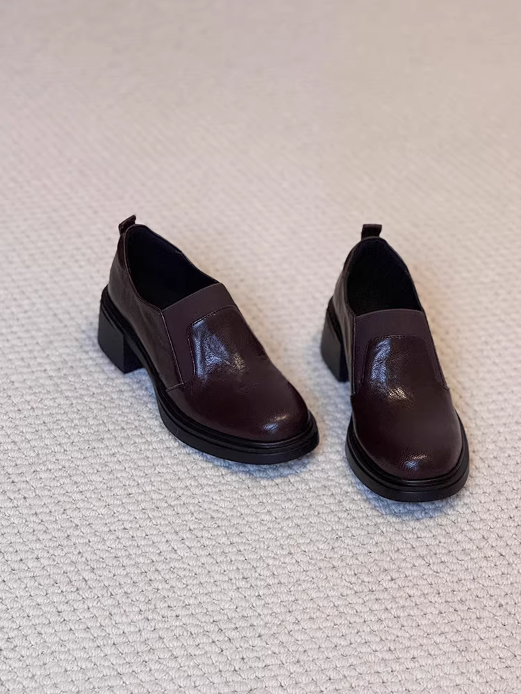 Phiên bản da cừu ~ Giày lười kiểu cổ điển bằng da thật đa năng dành cho nữ, giày lười đi làm và đi học đế dày.