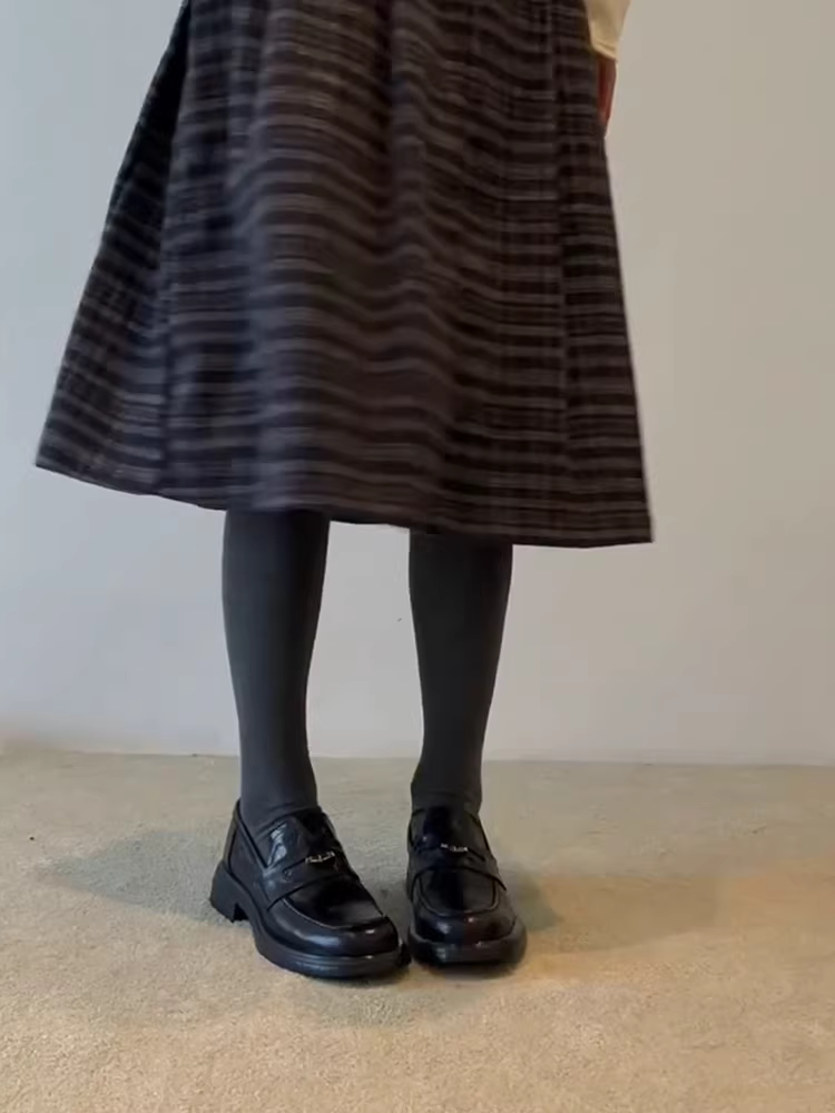 Phiên bản da cừu ~ Giày lười da thật kiểu Pháp dành cho nữ, thích hợp đi làm, phong cách đại học, giày da đa năng kiểu dáng sâu.