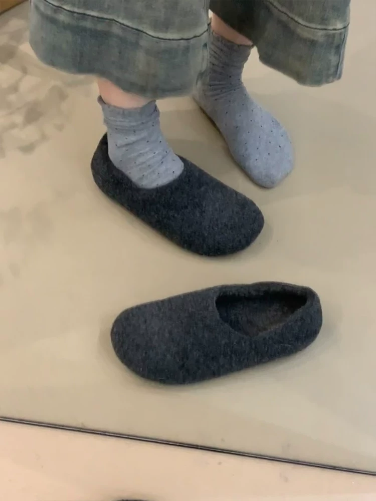 Phiên bản da bò ~ Giày lười nữ kiểu Birkenstock ấm áp, có thể mang hai chiều, lót toàn bộ bằng cotton, giày lông mềm thoải mái kiểu cổ điển.