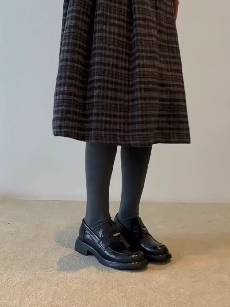 Phiên bản da cừu ~ Giày lười da thật kiểu Pháp dành cho nữ, thích hợp đi làm, phong cách đại học, giày da đa năng kiểu dáng sâu.