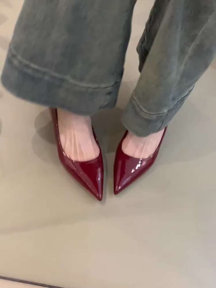 Phiên bản da cừu ~ Giày công sở cổ điển kiểu Pháp, mũi nhọn, giày lười đa năng, giày cao gót thanh lịch