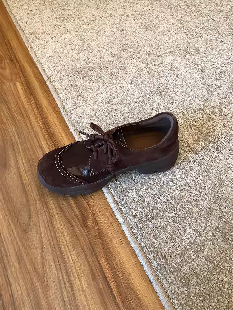 Phiên bản da cừu ~ Giày da thật cổ điển, kiểu dáng sâu, đế dày, đi làm, dành cho nữ, chất liệu da thật, phối da, kiểu dáng thoải mái, hợp thời trang