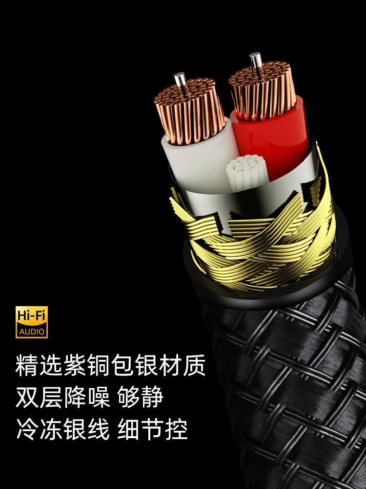Cáp âm thanh audiophile Duyashou Type-C sang RCA kép, cáp kết nối loa âm thanh ô tô một đến hai