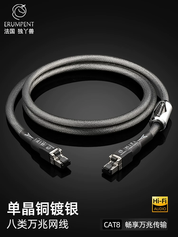Cáp mạng loại 8, 10 Gigabit, sử dụng tại nhà, cấp audiophile cat8, cáp mạng máy tính băng thông rộng mạ bạc bằng đồng đơn tinh thể