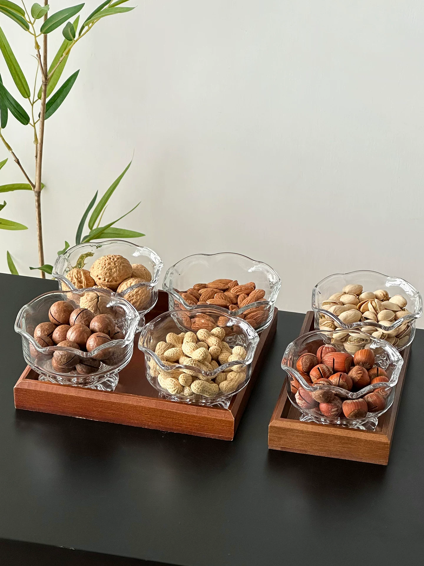 Khay đựng đồ ăn nhẹ lấy cảm hứng từ thiền, khay đựng đồ ăn nhẹ và trái cây sấy khô theo phong cách Trung Quốc, khay đựng trái cây bằng gỗ óc chó, khay trưng bày trên bàn cà phê, có giá trị thẩm mỹ cao.