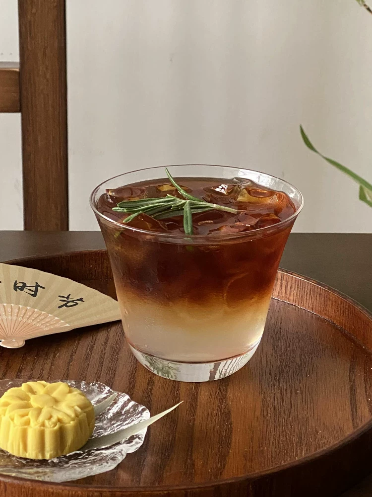 cốc thủy tinh miệng rộng kiểu ins, cốc cà phê miệng rộng trong suốt, cốc trà kung fu, cốc cocktail kiểu Trung Quốc, cốc đựng đồ uống, cốc trà