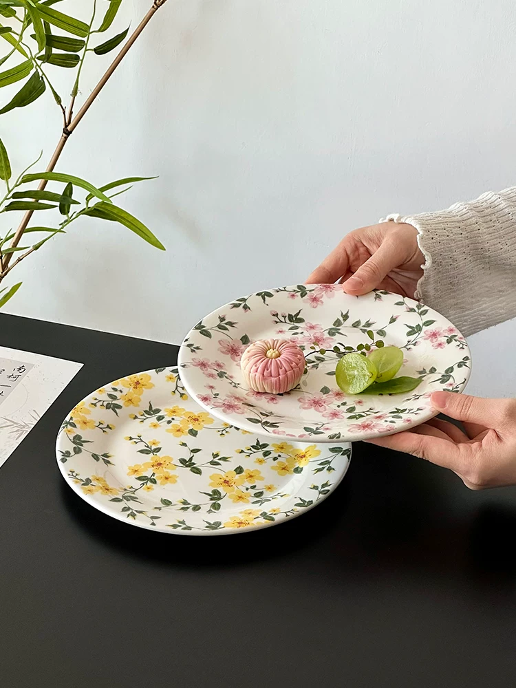 Đĩa tráng miệng kiểu Trung Quốc, đĩa sứ tinh xảo, đĩa tráng miệng trà chiều, đĩa trái cây cao cấp, đĩa ăn nhẹ trà, đĩa hoa nhỏ.