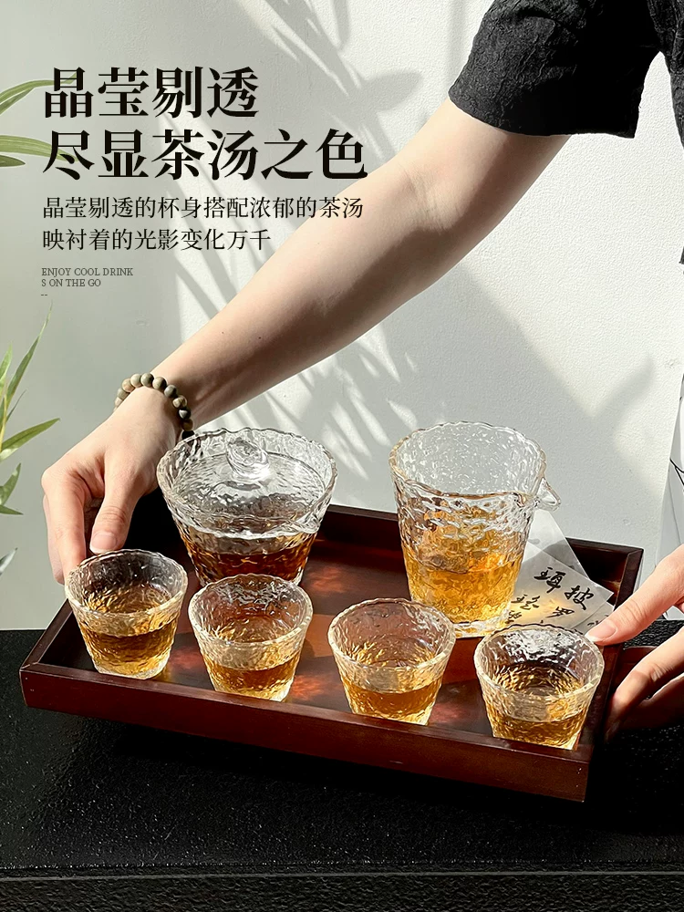 Bộ ấm chén uống trà nhỏ dùng trong gia đình, cốc thủy tinh rèn, bộ trà Kung Fu, cốc rượu, cốc nếm trà, gaiwan, cốc chia sẻ.