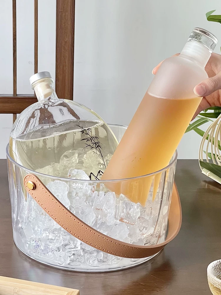 Xô đá acrylic, xô đựng rượu sâm panh cao cấp, xô đá khô di động kiểu Trung Quốc mới, xô đựng đá viên.