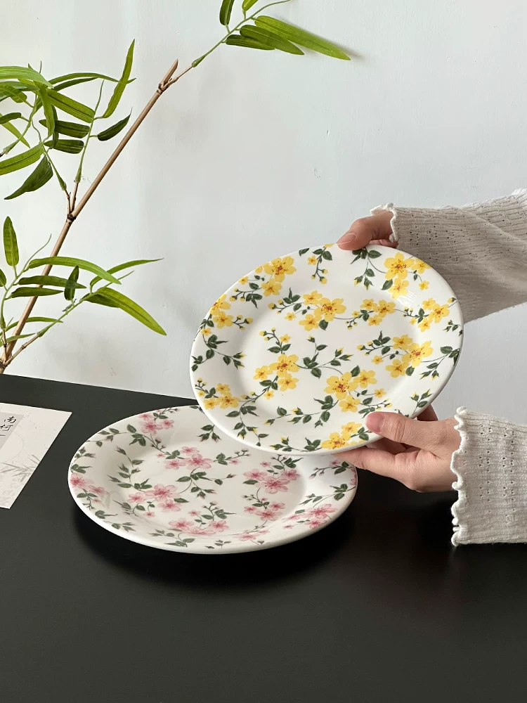 Đĩa tráng miệng kiểu Trung Quốc, đĩa sứ tinh xảo, đĩa tráng miệng trà chiều, đĩa trái cây cao cấp, đĩa ăn nhẹ trà, đĩa hoa nhỏ.