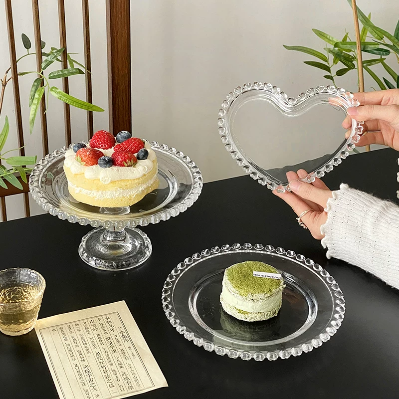 Đĩa bánh ngọt thủy tinh hình trái tim, đĩa cao, khay, vật trang trí, đĩa đựng trái cây, đĩa tráng miệng, đĩa bánh, đĩa ăn sáng, đồ trang trí nhà cửa.