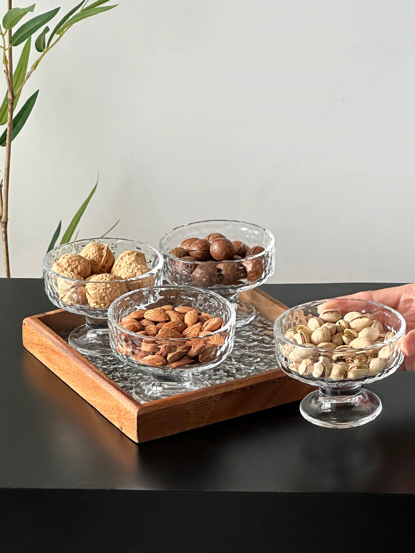 Khay đựng trái cây kiểu Trung Quốc có ngăn chia, khay đựng đồ ăn nhẹ, khay đựng hoa quả khô, bát thủy tinh đựng tráng miệng, khay đựng hạt óc chó, khay trưng bày đồ ăn nhẹ trên bàn cà phê
