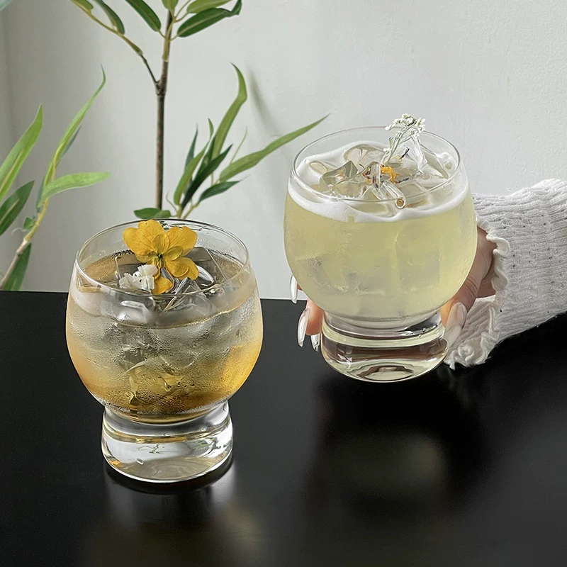 Ly thủy tinh trong suốt dáng cao, thiết kế độc đáo, ly rượu whisky, ly bụng bầu, ly đựng đồ uống lạnh, nước ép, cà phê.