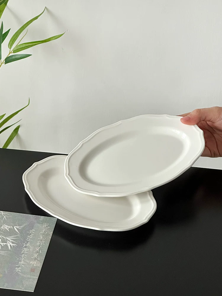 Đĩa bánh hình bầu dục màu trơn, đĩa trái cây, đĩa ren nổi, đĩa ăn nhẹ, đĩa đựng trái cây, đĩa nhỏ, đĩa đựng đồ ăn nhẹ.