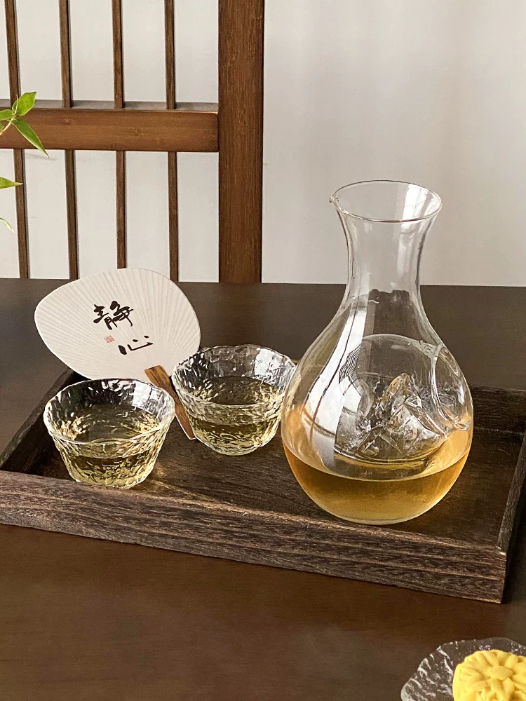 Bộ đồ uống rượu sake kiểu Nhật, bình rượu sake, chén rượu sake, ly thủy tinh sáng tạo dùng tại nhà, bộ chén trà nhỏ pha trà lạnh.