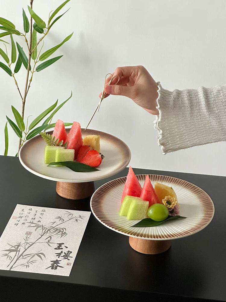 Đĩa sứ cổ điển tinh xảo, đĩa đựng trà bánh chân cao, đĩa tráng miệng kiểu Trung Quốc, đĩa trái cây để bàn cà phê, đĩa tráng miệng, đĩa trái cây cao cấp.