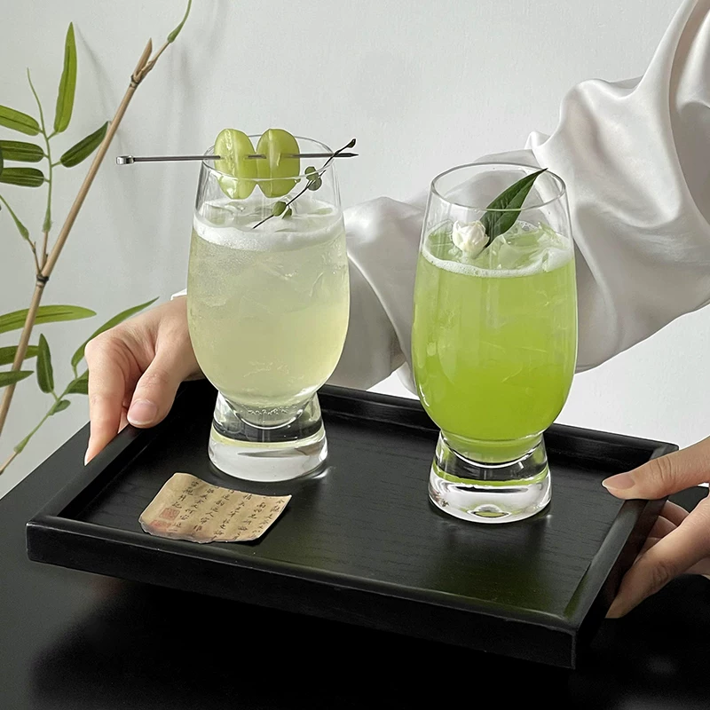 Cốc thủy tinh trong suốt sáng tạo và phong cách, ly cocktail cao đáy dày, ly cocktail đặc biệt, cốc uống nước lạnh, cốc đựng đồ uống.