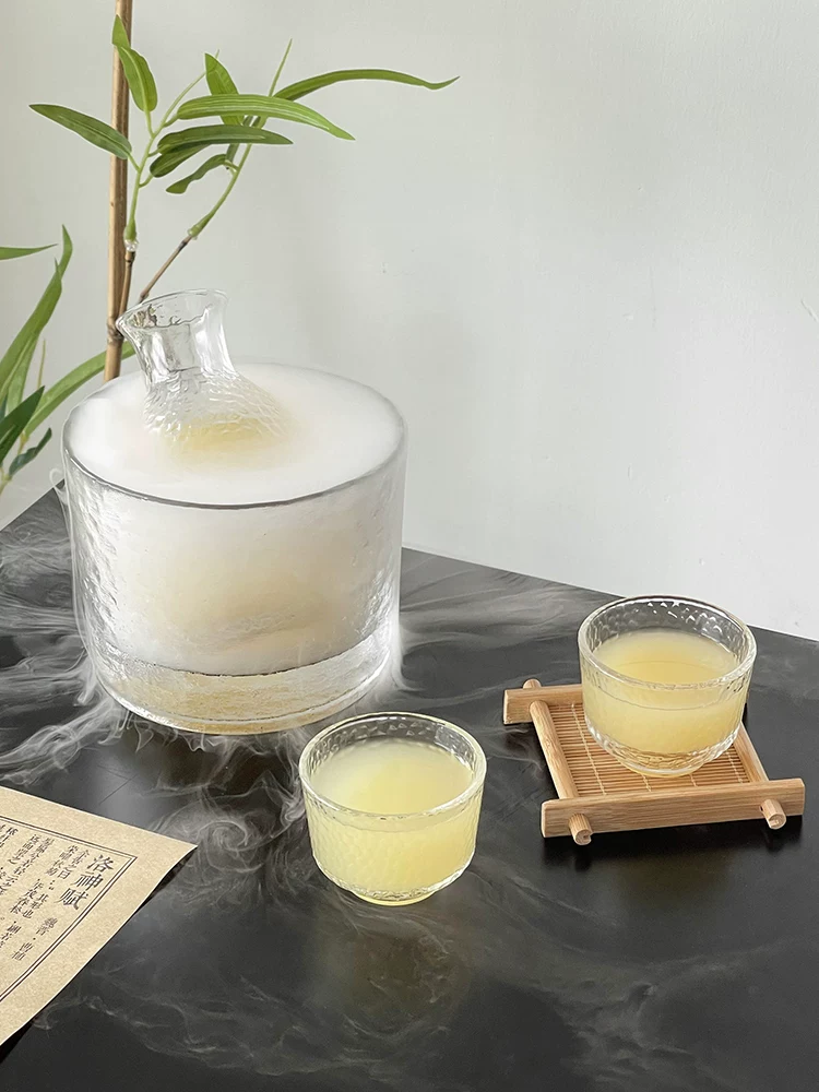 Bộ đồ uống trà kiểu Trung Quốc mới, ly rượu, khay, bình rượu sake họa tiết chạm nổi, bộ chén rượu sake, rượu gạo hơi say, ly rượu vang trắng.
