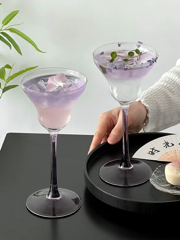 Cốc thủy tinh cao màu tím sáng tạo, cốc cocktail cao cấp, cốc rượu say, cốc rượu trà đặc biệt, cốc rượu sâm panh, cốc nước