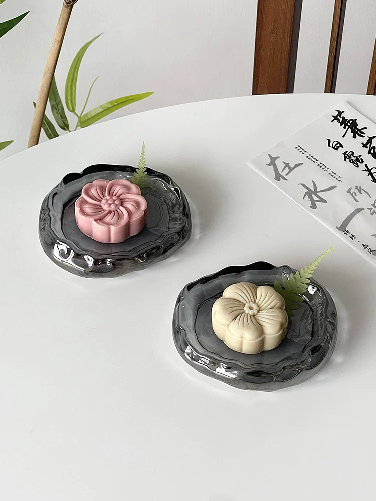 Đĩa đựng đồ ăn nhẹ màu xám khói, đĩa đựng đồ ăn nhẹ mini gia dụng, đĩa nhỏ, đĩa đựng đồ ăn sáng tạo và tinh tế, đĩa đựng đồ ăn nhẹ, đĩa thủy tinh.