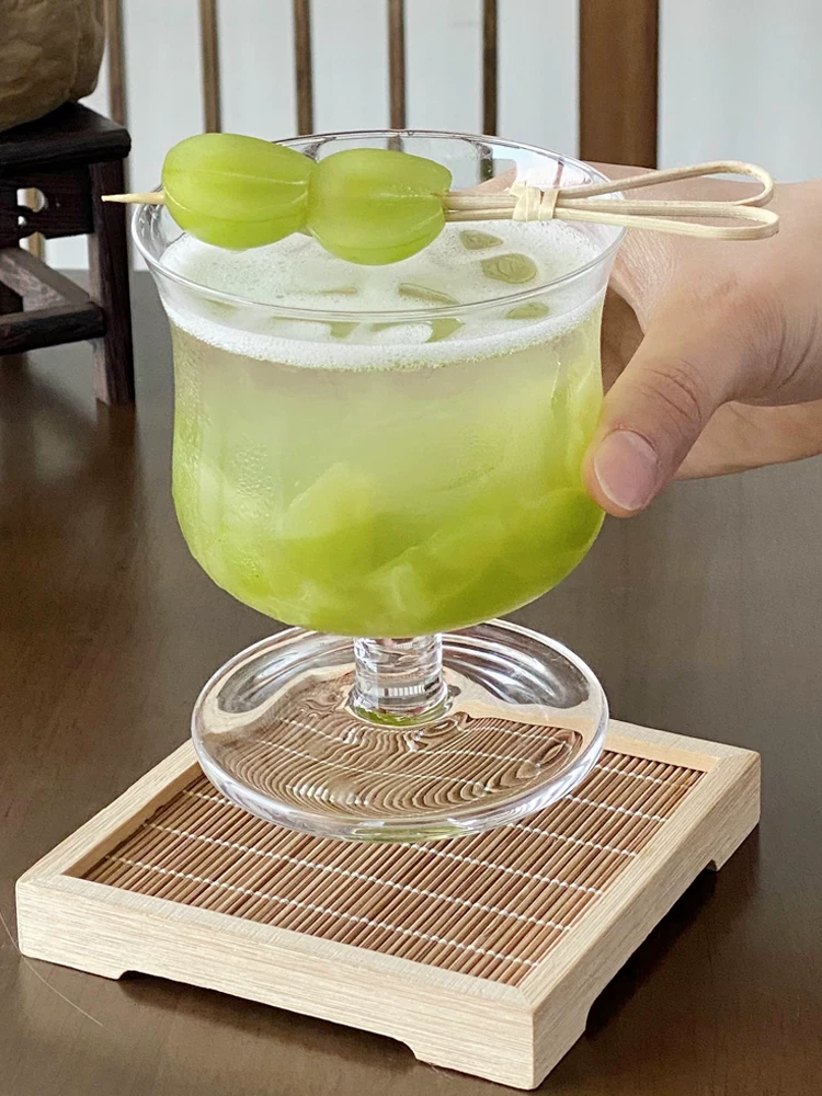 Ly thủy tinh retro độc đáo, ly ngắn phong cách Instagram, ly cà phê Americano đá, ly latte, ly nước ép đặc biệt.