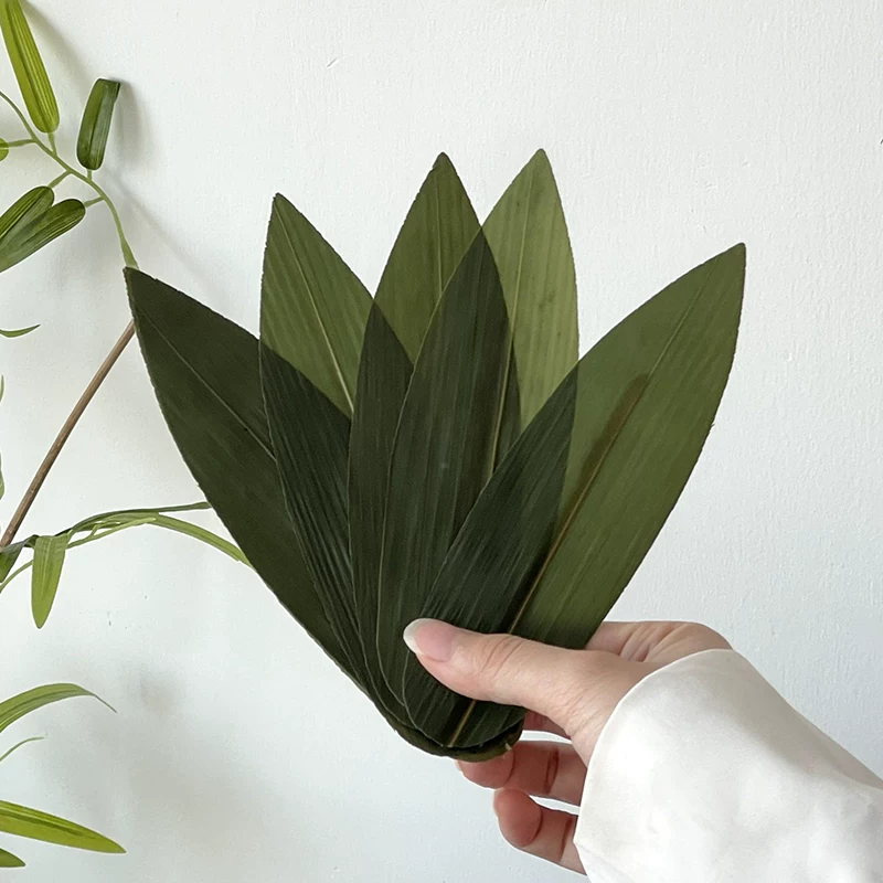 Đồ trang trí đĩa bánh lá cọ tươi kiểu Trung Quốc, đồ trang trí lá tre, đạo cụ, lá tre xanh, đồ trang trí đồ uống lá tre, lá trang trí.