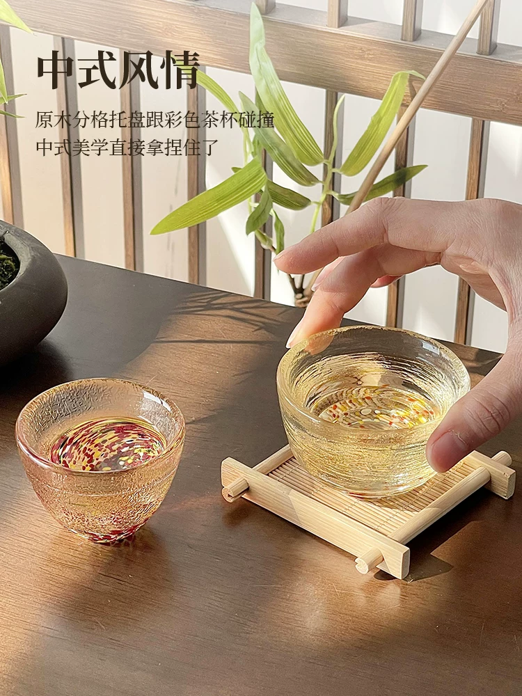 Ly thủy tinh nhiều màu sắc, bộ chén trà nhỏ kiểu Nhật chín ngăn, chén nếm thử, ly thủy tinh cá nhân, ly rượu sake, ly rượu vang mini.