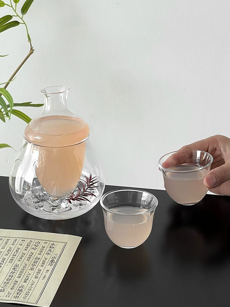 Bộ dụng cụ pha chế rượu vang kiểu Nhật, bình rượu vang sáng tạo, bình rượu vang và ly rượu tinh tế, bộ trà chiều thẩm mỹ cao.