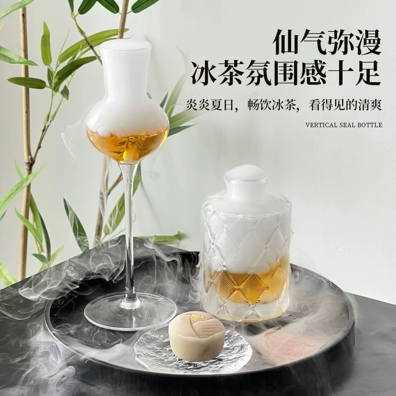 Lọ đá khô sáng tạo nhỏ dùng trang trí đĩa, chai thủy tinh nút gỗ, chai rượu vang, chai trà lạnh, chai có thể nạp lại, chai rỗng, cốc đựng đồ uống.