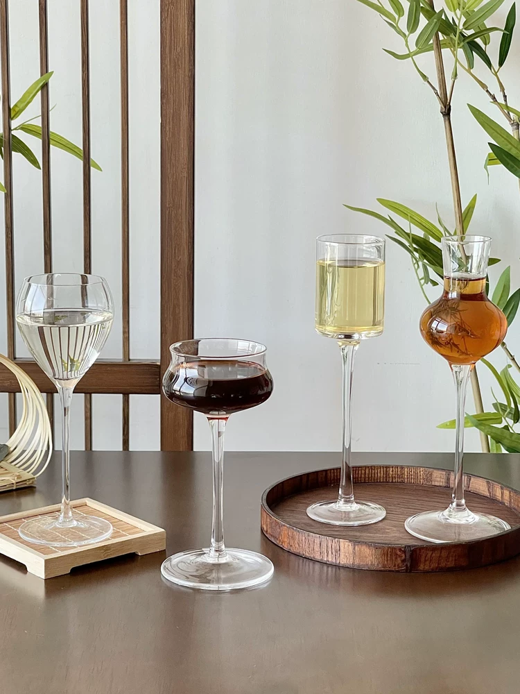 Ly trà kiểu Trung Quốc mới, ly hình hoa tulip thẩm mỹ cao, ly nếm trà, ly rượu sáng tạo, ly thủy tinh.