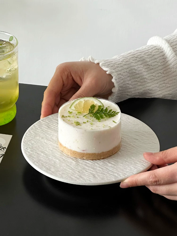 Đĩa sứ họa tiết đá đơn giản, đĩa phẳng, đĩa tráng miệng, đĩa nhỏ, đĩa tráng miệng trà chiều, đĩa trái cây tinh tế, đĩa màu trơn.
