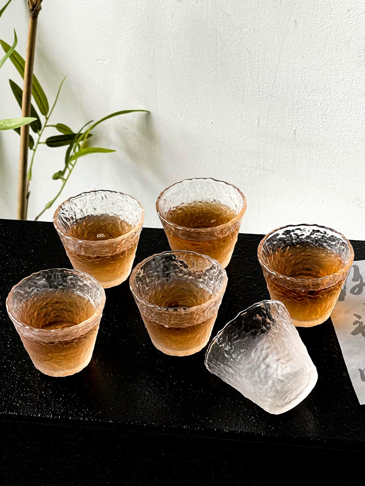 Cốc thủy tinh mờ kiểu Nhật Bộ cốc trà kiểu Nhật Bộ cốc thủy tinh mờ cốc đơn cốc chủ cốc hình nón cốc trà nhỏ