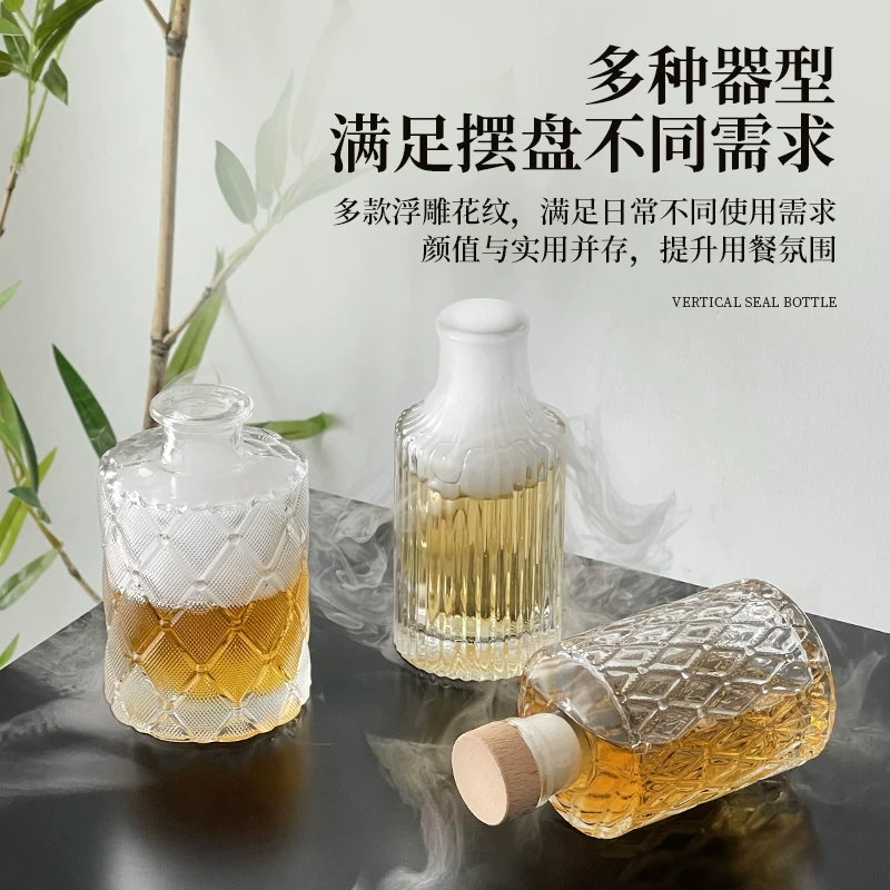 Lọ đá khô sáng tạo nhỏ dùng trang trí đĩa, chai thủy tinh nút gỗ, chai rượu vang, chai trà lạnh, chai có thể nạp lại, chai rỗng, cốc đựng đồ uống.