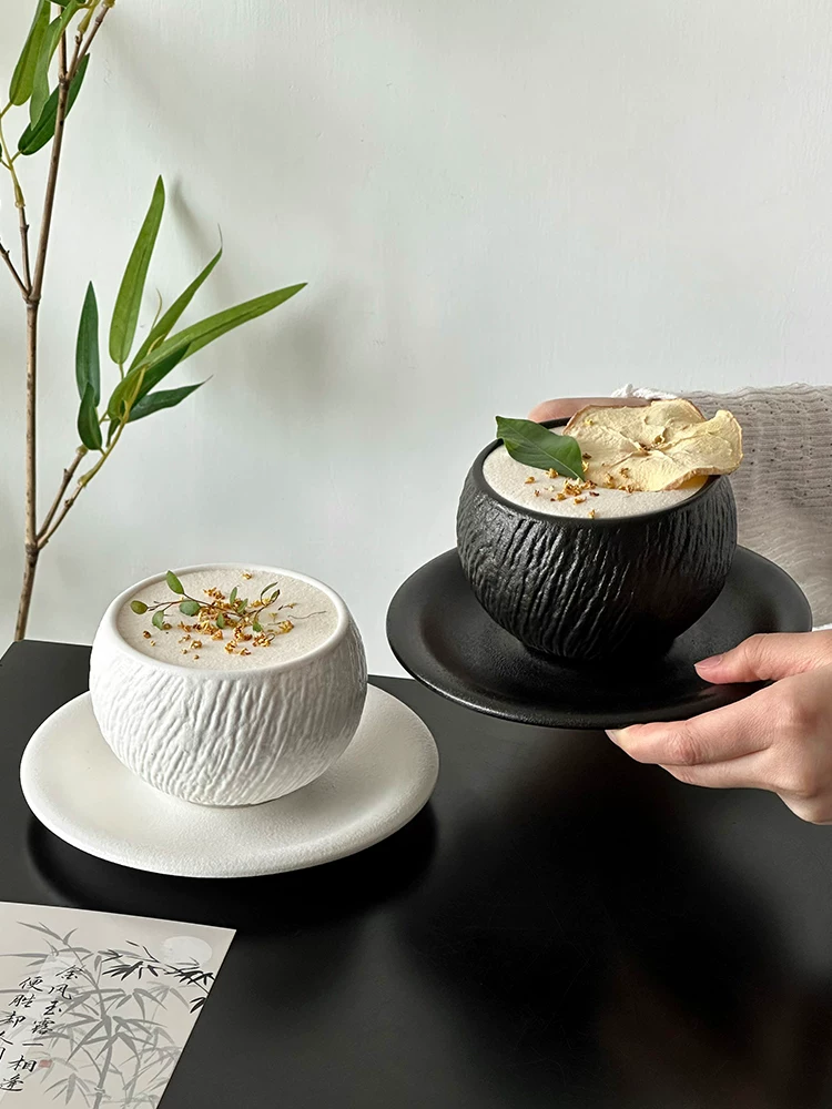 Bộ cốc và đĩa uống cà phê hình trứng họa tiết đá sáng tạo, cốc latte, cốc nghệ thuật latte, cốc sứ cao cấp, cốc độc đáo, cốc nước.