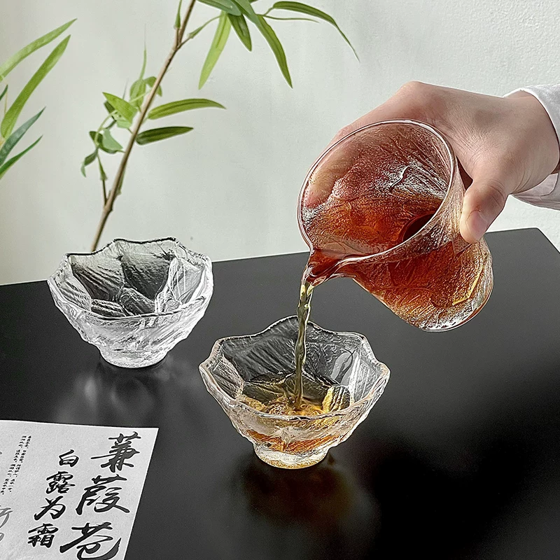 Ly trà thủy tinh kiểu Trung Quốc, phụ kiện trà gia dụng, bộ trà cao cấp, chén chia trà, bộ gaiwan ba món.