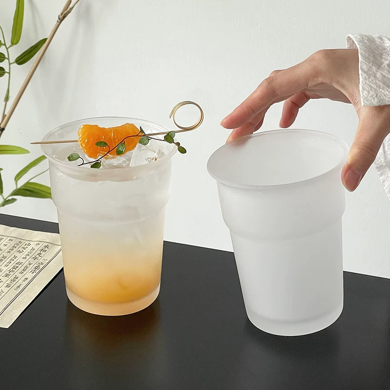 Ly thủy tinh mờ kiểu Trung Quốc tối giản, ly trà và rượu có giá trị thẩm mỹ cao, ly cà phê đá, ly nước ép, ly đồ uống, ly nước.